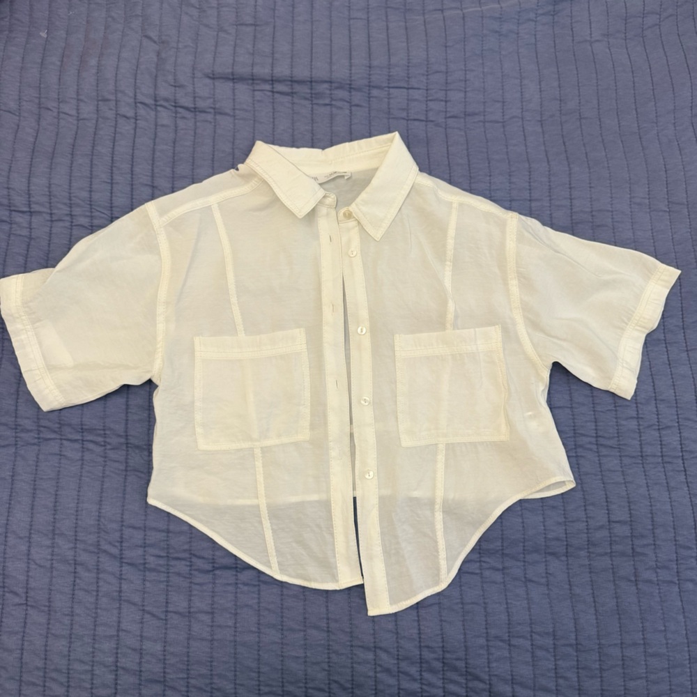 Zara Kids Ivory Button-Up Shirt